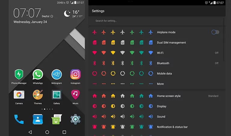 Dark AOSP Themes for EMUI 8.1/8.0/5.1/5.0 (have 8 Diffrent Colors)