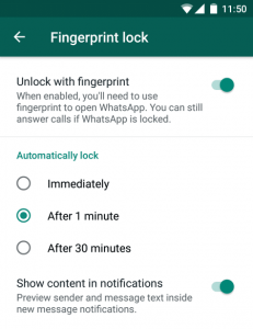 Whatsapp How to make fingerprint security?