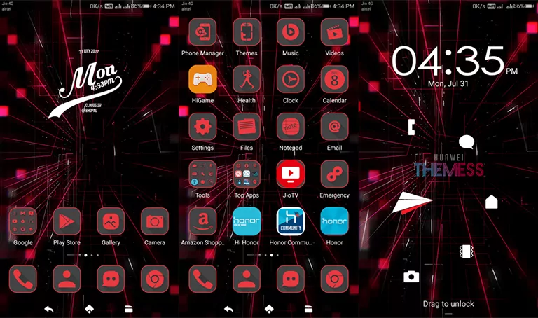 Download Now Dark Receptor Theme for EMUI 5.0/5.1