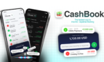 CashBook mobile app showcase: A personal finance management application with a minimalist interface that streamlines income and expense tracking via voice commands and quick text entry, highlighting app UI and key features.
